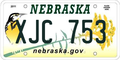 NE license plate XJC753