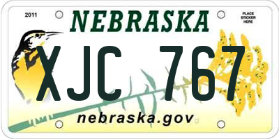NE license plate XJC767