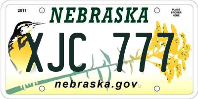 NE license plate XJC777