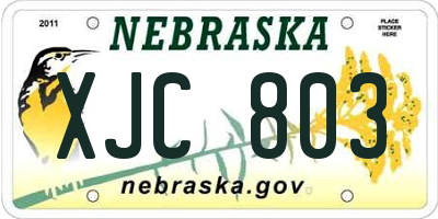 NE license plate XJC803