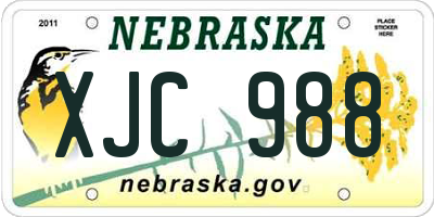 NE license plate XJC988