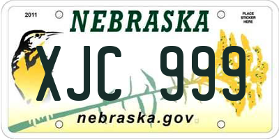 NE license plate XJC999