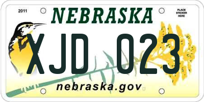 NE license plate XJD023