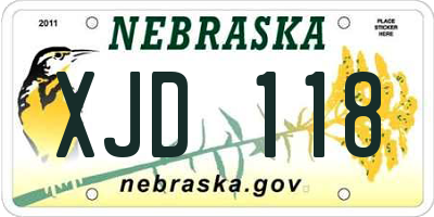 NE license plate XJD118