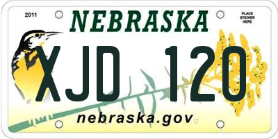 NE license plate XJD120