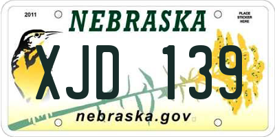 NE license plate XJD139