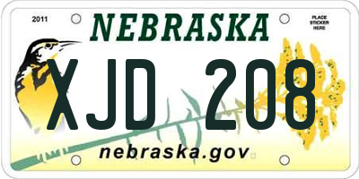 NE license plate XJD208