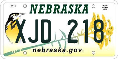 NE license plate XJD218