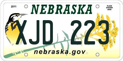 NE license plate XJD223