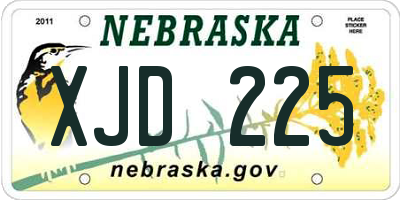 NE license plate XJD225