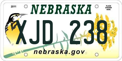 NE license plate XJD238