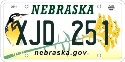 NE license plate XJD251