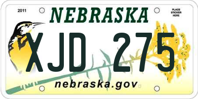 NE license plate XJD275