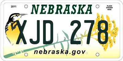 NE license plate XJD278