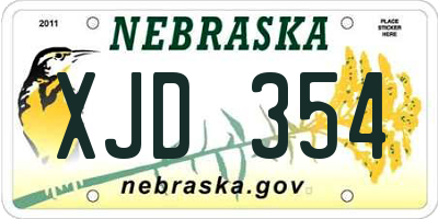 NE license plate XJD354