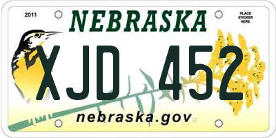 NE license plate XJD452