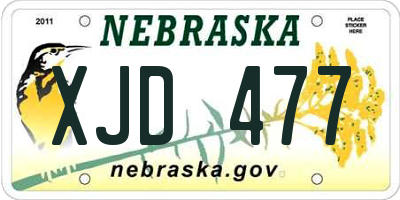 NE license plate XJD477