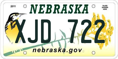 NE license plate XJD722
