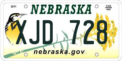 NE license plate XJD728