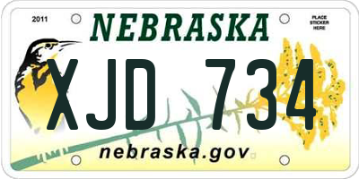 NE license plate XJD734