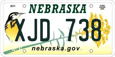 NE license plate XJD738