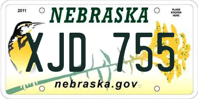 NE license plate XJD755