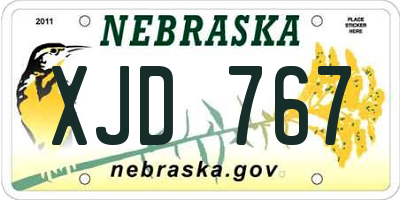 NE license plate XJD767
