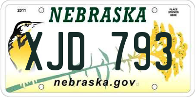 NE license plate XJD793