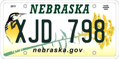 NE license plate XJD798