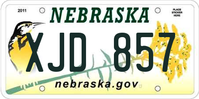 NE license plate XJD857