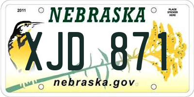NE license plate XJD871