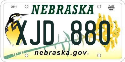 NE license plate XJD880