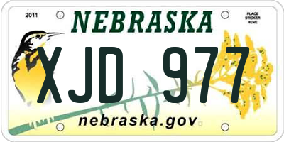NE license plate XJD977