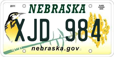 NE license plate XJD984