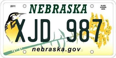 NE license plate XJD987