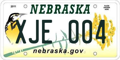 NE license plate XJE004
