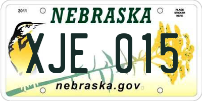 NE license plate XJE015