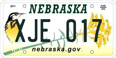 NE license plate XJE017