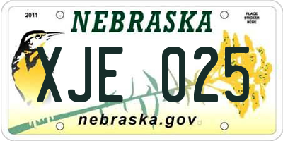 NE license plate XJE025