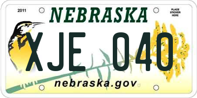 NE license plate XJE040