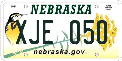 NE license plate XJE050