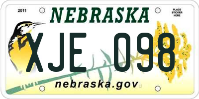 NE license plate XJE098