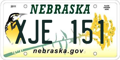 NE license plate XJE151