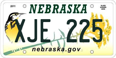 NE license plate XJE225