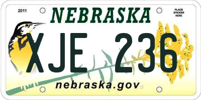 NE license plate XJE236