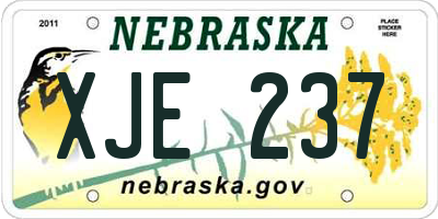 NE license plate XJE237