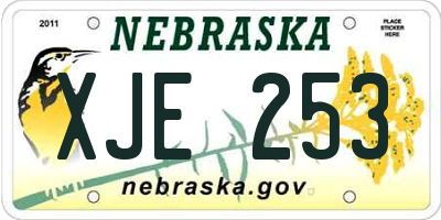 NE license plate XJE253