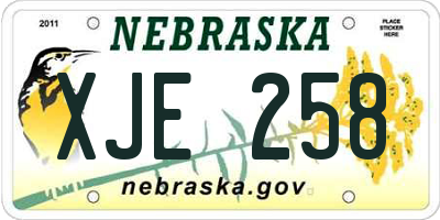 NE license plate XJE258