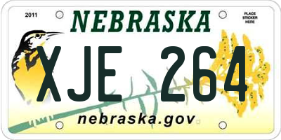 NE license plate XJE264