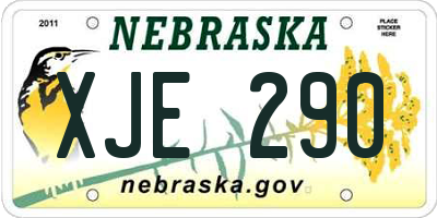 NE license plate XJE290